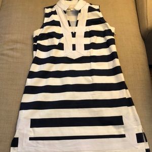 Summer stripes!  Navy and white shift dress